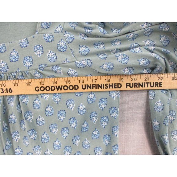 Lucky Brand Soft Blue Floral Print Square Neck Peasant Top M - Picture 4 of 8